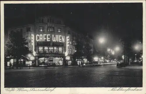 Duesseldorf Cafe Wien bei Nacht Kat. Duesseldorf