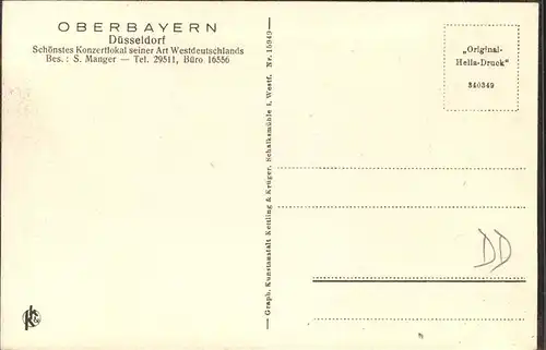 Duesseldorf Konzertlokal Oberbayern Terrasse Kat. Duesseldorf