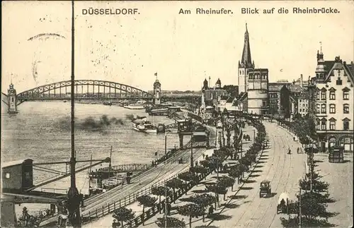 Duesseldorf Am Rheinufer Rheinbruecke Kat. Duesseldorf