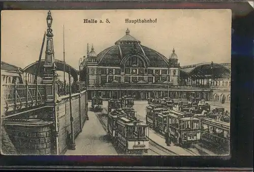 Halle Saale Hauptbahnhof Strassenbahnen Kat. Halle