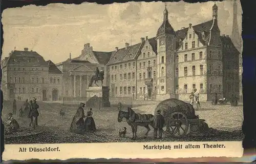 Duesseldorf Marktplatz mit altem Theater Pferdewagen  Kat. Duesseldorf