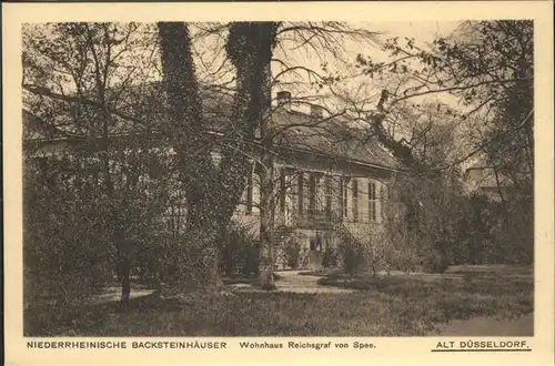 Duesseldorf Niederrheinische Backsteinhaeuser Wohnhaus Reichsgraf von Spee Kat. Duesseldorf