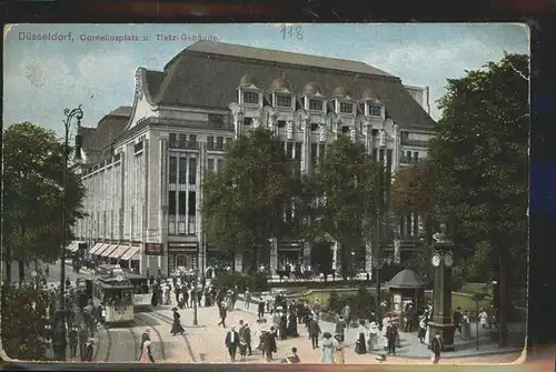 Duesseldorf Corneliusplatz Tietz Gebaeude Strassenbahn Kat. Duesseldorf