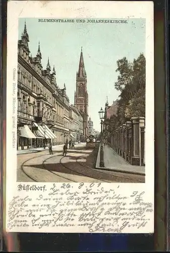 Duesseldorf Blumenstrasse und Johanneskirche Strassenbahn Kat. Duesseldorf