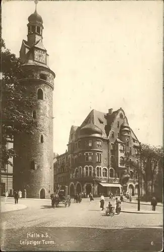 Halle Saale Leipziger Turm Pferdewagen Kat. Halle