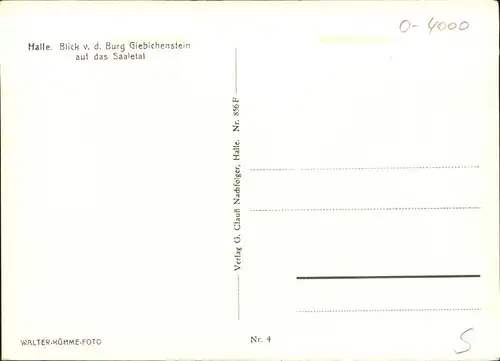 Halle Saale Saaletal von Burg Giebichenstein Kat. Halle