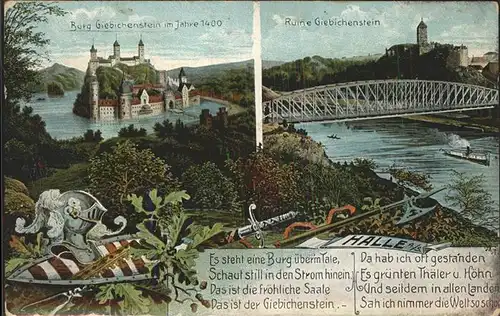 Halle Saale Burg Giebichenstein um 1400 und Ruine Bruecke Kat. Halle