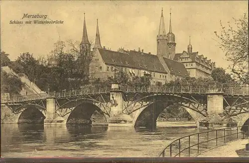 Merseburg Schloss mit Waterloobruecke Kat. Merseburg