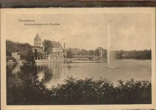 Merseburg Gotthardsteich mit Fontaene Kat. Merseburg