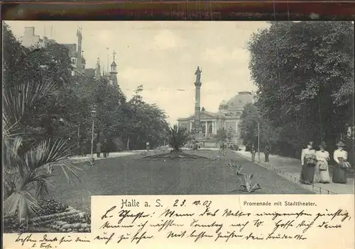 Halle Saale Promenade mit Stadttheater Kat. Halle