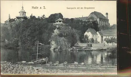 Halle Saale Saale mit Bergschenke Boote Kat. Halle