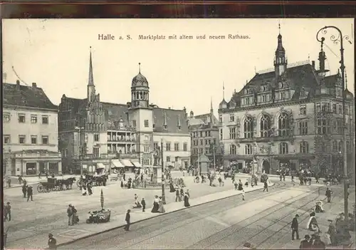 Halle Saale Marktplatz Altes und Neues Rathaus Denkmal Kat. Halle