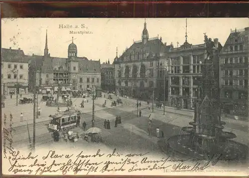 Halle Saale Marktplatz Strasssenbahn Kat. Halle