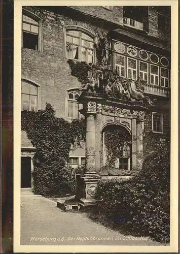 Merseburg Saale Neptunbrunnen im Schlosshof Kat. Merseburg