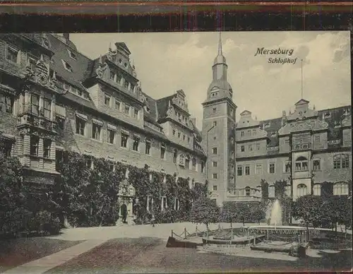 Merseburg Saale Schlosshof Springbrunnen Kat. Merseburg