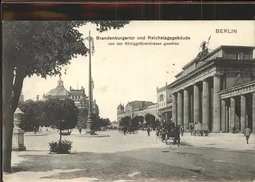 Berlin Brandenburgertor Reichstagsgebaeude Pferdedroschke Kat. Berlin