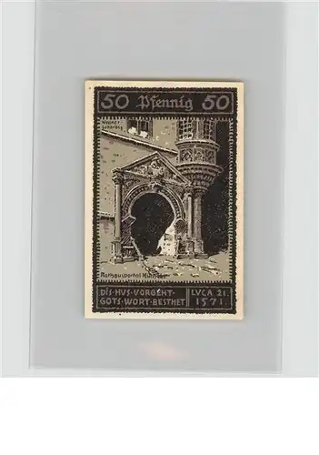 Muecheln Gutschein 50 Pfennig Rathaus Portal Kat. Muecheln