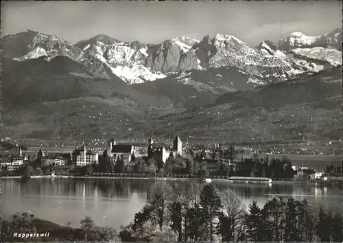 Rapperswil SG Blick zur Burg Zuerichsee Alpenblick Kat. Rapperswil SG