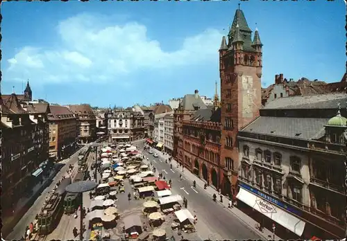 Basel BS Marktplatz mit Rathaus Kat. Basel