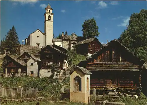 Bosco Gurin Ortsansicht mit Kirche Kat. Bosco Gurin