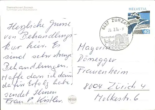 Zurzach Thermalkurort Turmhotel Rheumaklinik Kat. Zurzach