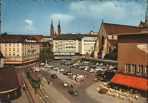 Basel BS Barfuesserplatz Muenster Strassenbahn Kat. Basel