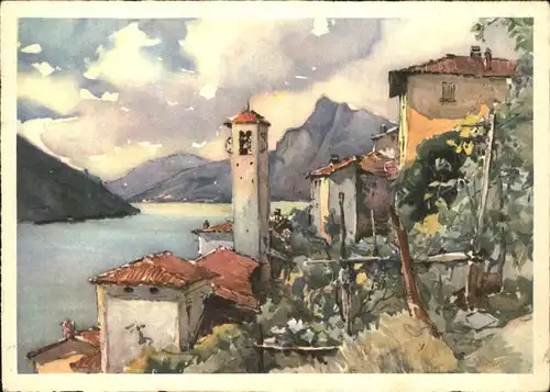 Gandria Lago di Lugano Chiesa Kirche Kuenstlerkarte Kat. Gandria