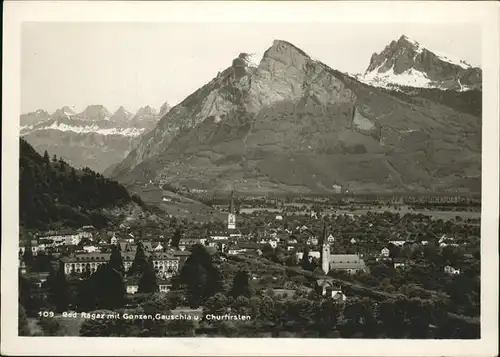 Bad Ragaz Panorama mit Gonzen Gauschla Churfirsten Appenzeller Alpen Kat. Bad Ragaz