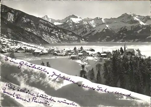 Sigriswil Panorama mit Moench und Jungfrau Berner Alpen Kat. Sigriswil