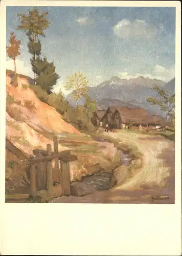 Arbaz Landschaft Wallis Pro Infirmis Kuenstlerkarte O. Weiss Kat. Arbaz
