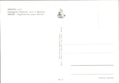 Merano Suedtirol Tappeinerweg Mendel Kat. Merano