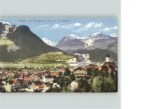 Bludenz Vorarlberg Ortsansicht mit Kirche Scesaplana Kat. Bludenz
