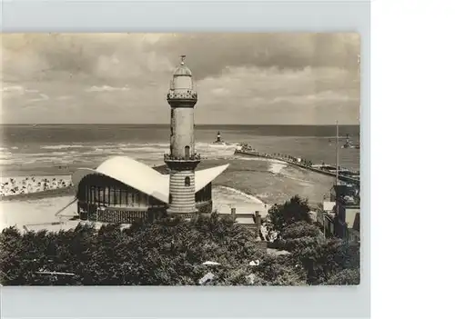 Warnemuende Ostseebad Hafeneinfahrt Faehre Mole Teepott mit Leuchtturm Kat. Rostock