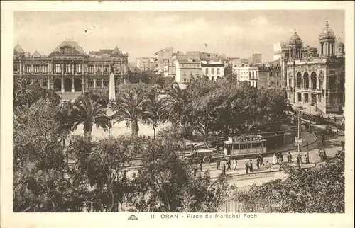 Oran Algerie Place du Marechal Foch Monument tram Denkmal Strassenbahn Kat. Oran