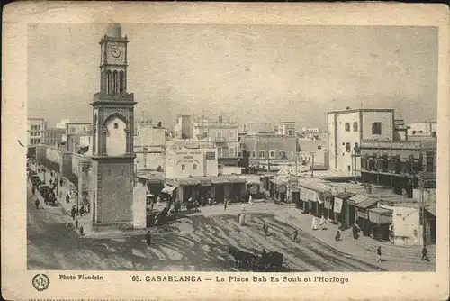 Casablanca Place Bab Es Souk et l Horloge Turmuhr Kat. Casablanca