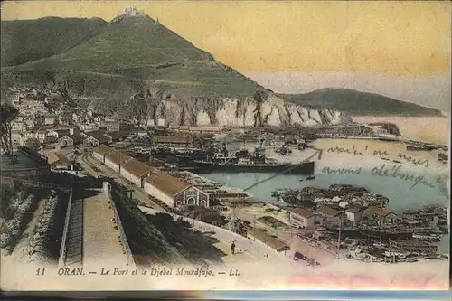 Oran Algerie Le Port et le Djebel Mourdjajo Hafen Schiff Kat. Oran