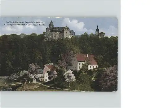 Lunzenau Graefliche Schoenburg Schloss Rochsburg Haengebruecke Zwickauer Mulde Kat. Lunzenau