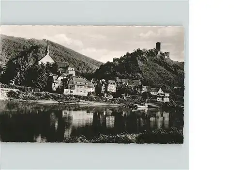 Beilstein Mosel Partie an der Mosel Burg Kirche Kat. Beilstein