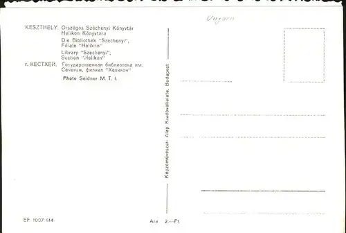 Budapest Bibliothek Szechenyi Filiale Helikon Kat. Budapest