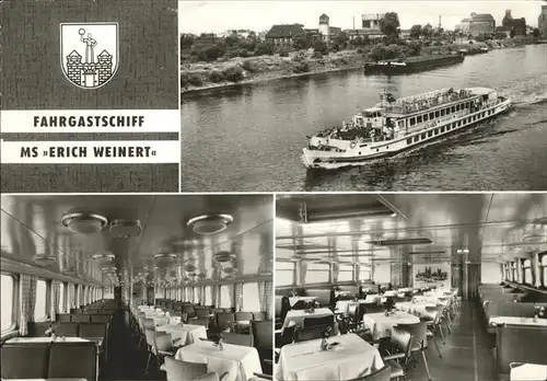 Magdeburg Fahrgastschiff MS Erich Weinert Wappen Weisse Flotte Kat. Magdeburg