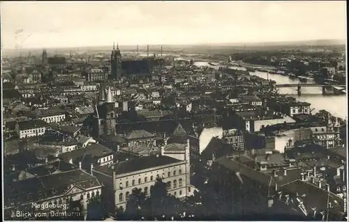Magdeburg Panorama Blick vom Domturm Elbe Bruecke Kat. Magdeburg