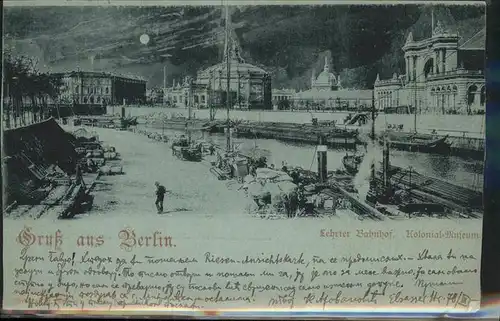 Berlin Lehrter Bahnhof Kolonial Museum im Mondschein Kat. Berlin