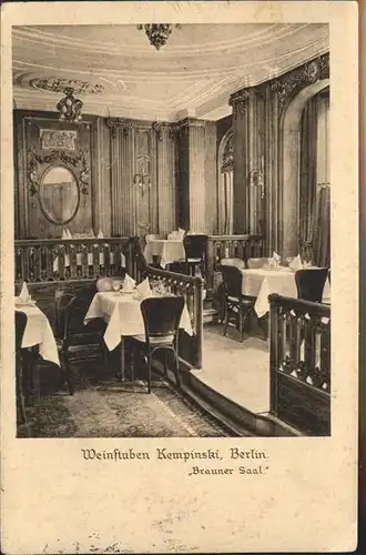 Berlin Weinstuben Kempinski Brauner Saal Kat. Berlin