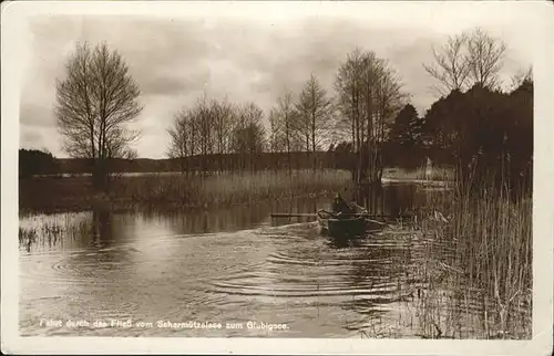 Scharmuetzelsee Bootsfahrt durch das Fliess zum Glubigsee Kat. Bad Saarow