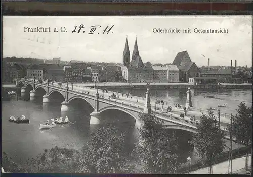Frankfurt Oder Oderbruecke mit Stadtpanorama Kat. Frankfurt Oder