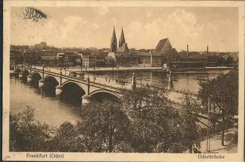 Frankfurt Oder Oderbruecke mit Stadtpanorama Kat. Frankfurt Oder