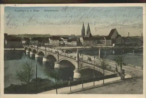 Frankfurt Oder Oderbruecke mit Stadtpanorama Kat. Frankfurt Oder