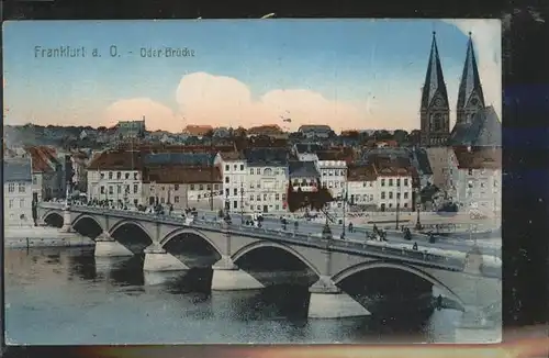 Frankfurt Oder Oderbruecke mit Stadtpanorama Kat. Frankfurt Oder