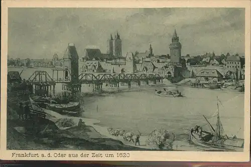 Frankfurt Oder Oderbruecke mit Stadtpanorama um 1620 Kat. Frankfurt Oder