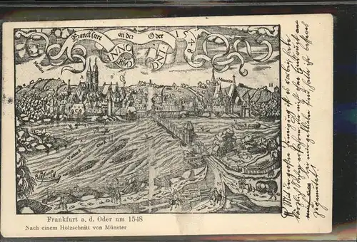 Frankfurt Oder Ansicht von 1548 Holzschnitt Kat. Frankfurt Oder